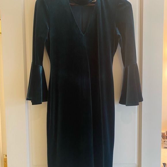 Deep emerald green velvet dress - Picture 4 of 6